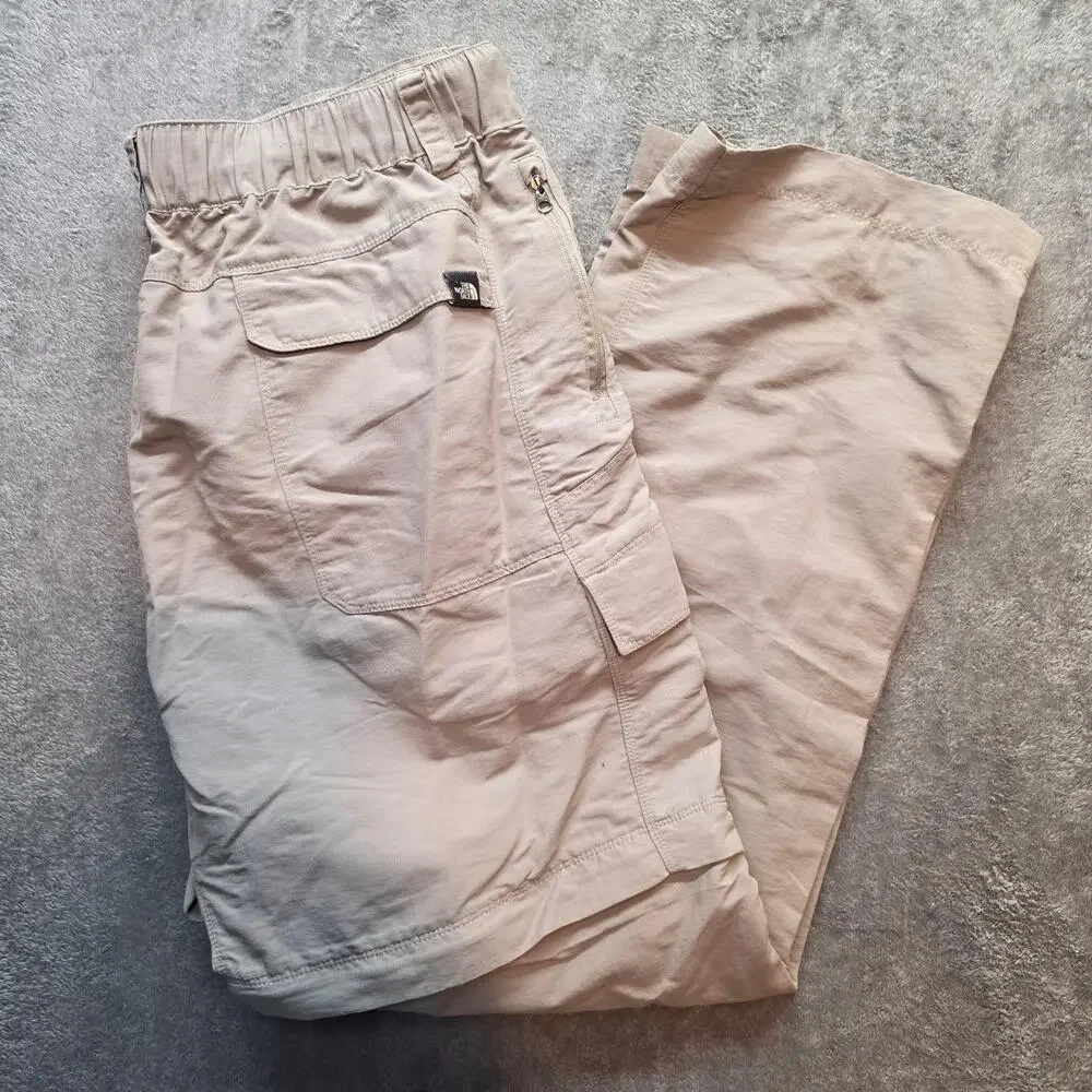 The North Face Cargo Pants Mens 32x32 Beige Convertible Nylon Elastic Waist